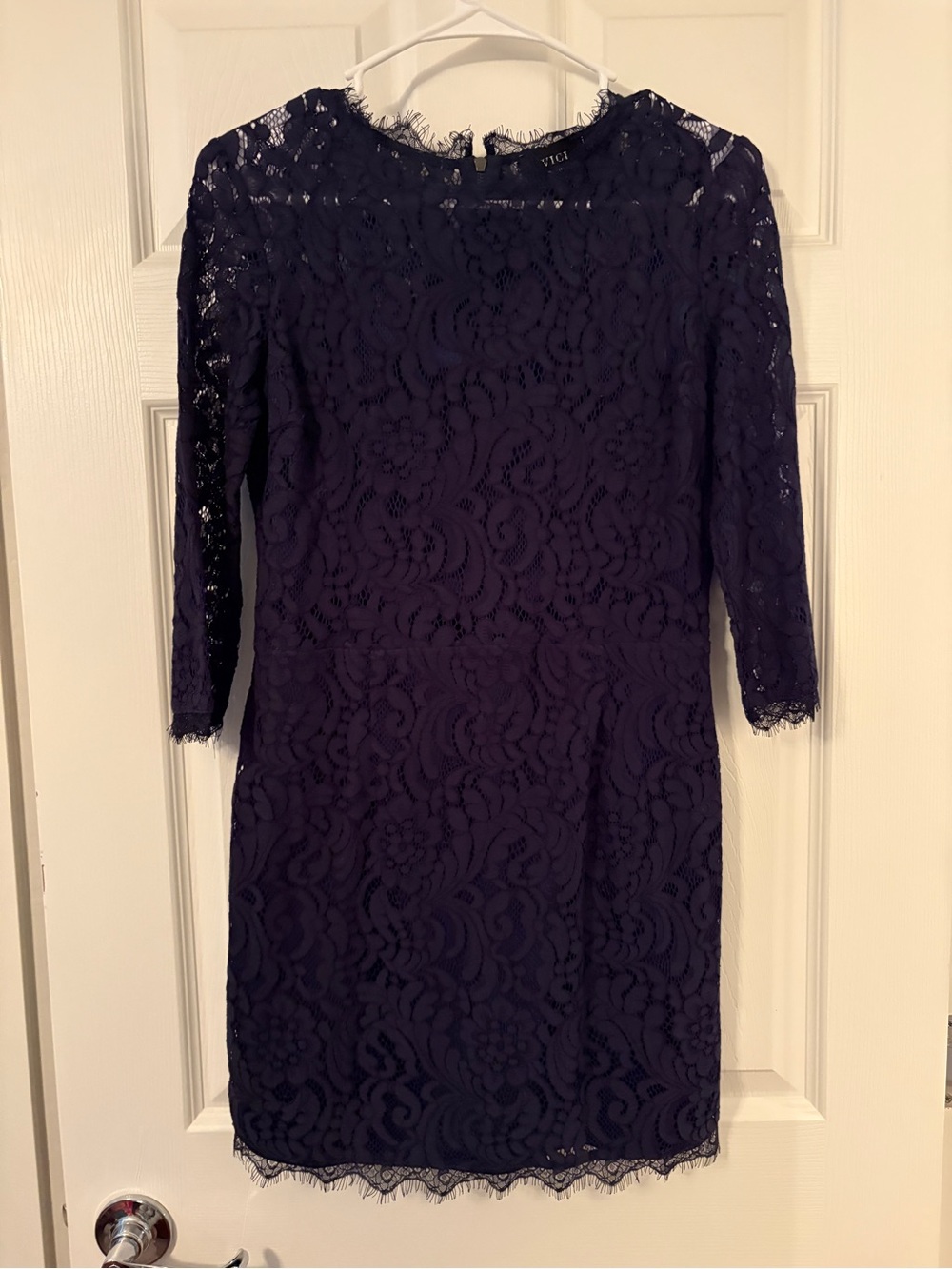 Vici Navy Floral Lace Long Sleeve Dress